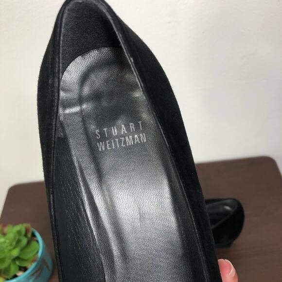 Stuart Weitzman Black Suede Slip On Wedges Size 8M - Picture 7 of 7